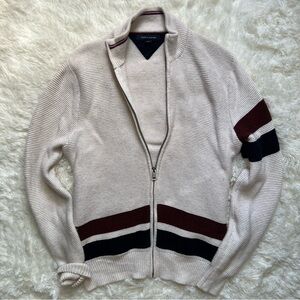 Tommy Hilfiger Cream Knit Zip Up Cardigan Sweater